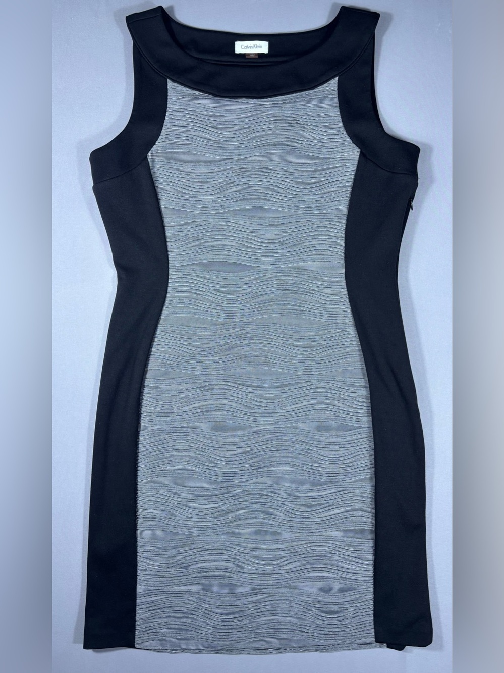 Calvin Klein Colorblock Sheath Dress Women’s 12 Black Gray Textured